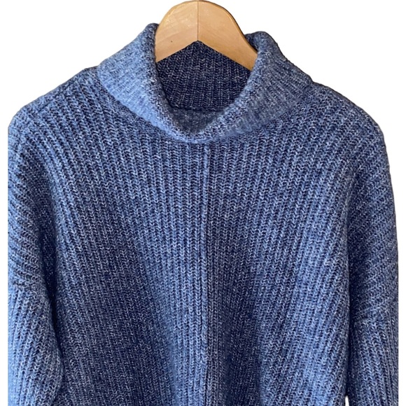 Lucky Brand Cropped Oversized Long Sleeve Cotton Blend Turtleneck Sweater Size M - Picture 2 of 10